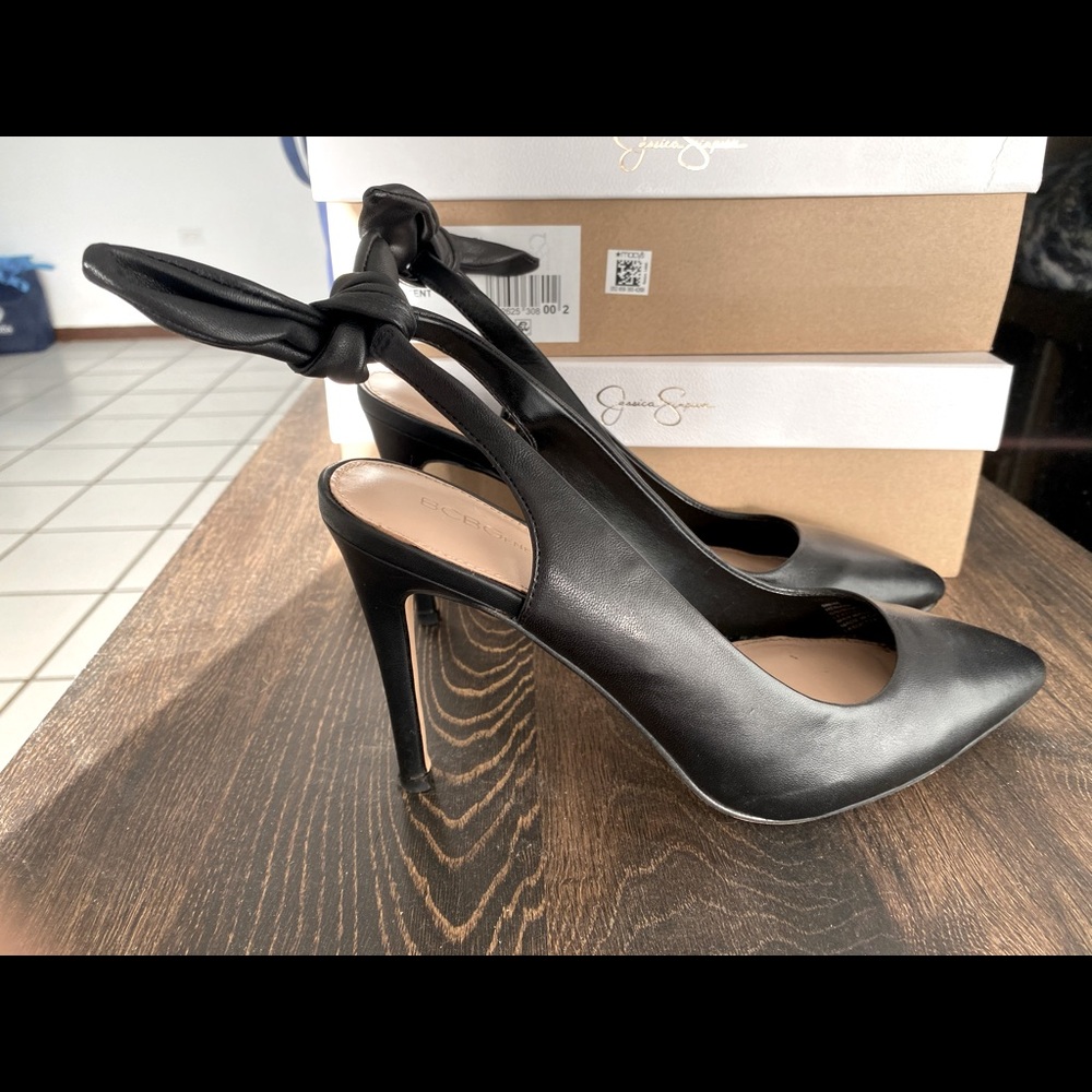 BCBG Black Leather Pumps